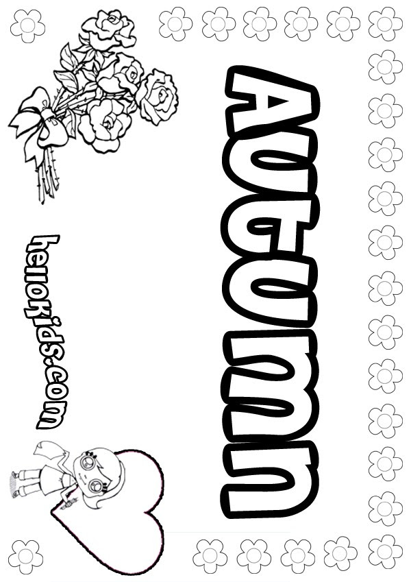 girls name coloring pages, Autumn girly name to color