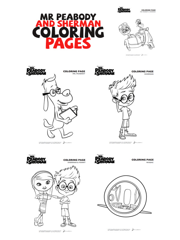 Download Mr. Peabody and Sherman Coloring Pages and Activity Sheets