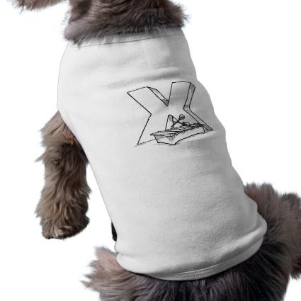 x for xylophone outline doggie tee shirt