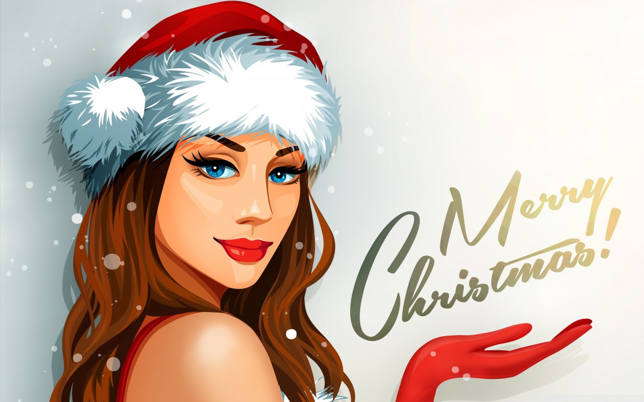 Christmas Santa Girl Ultra HD Desktop Background Wallpaper for 4K