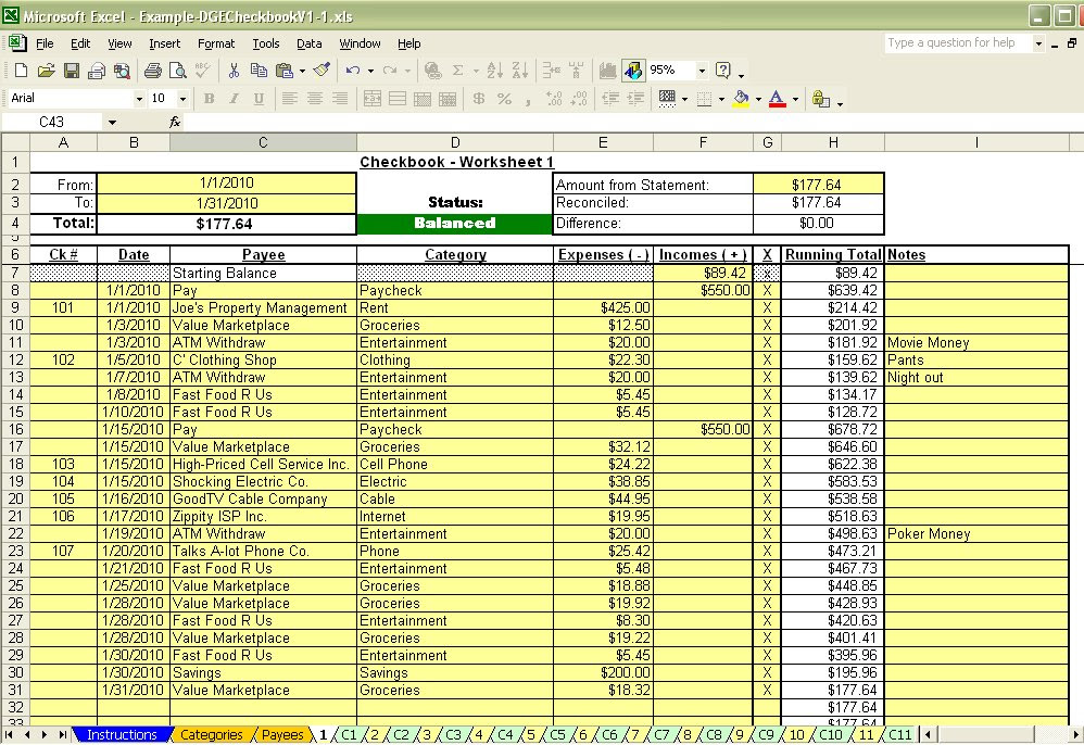 DGEnterprises - Simple Checkbook