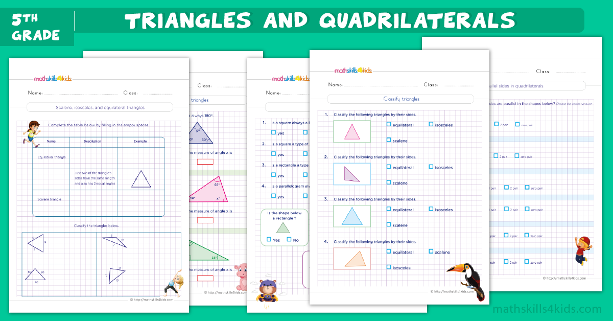 Triangles and quadrilaterals worksheets for grade 5pdf | Properties of ...