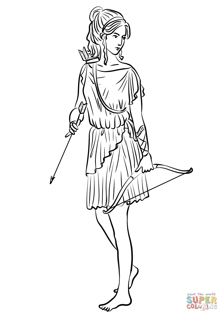 Artemis or Diana coloring page | Free Printable Coloring Pages