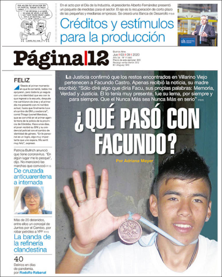 Portada de Página/12 (Argentina)