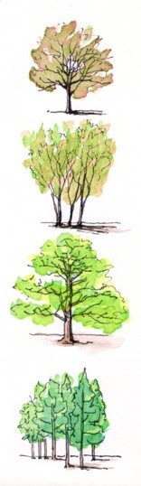 木の描き方の基本 その３ 種々の色で木の葉を描く お絵描きなんて簡単