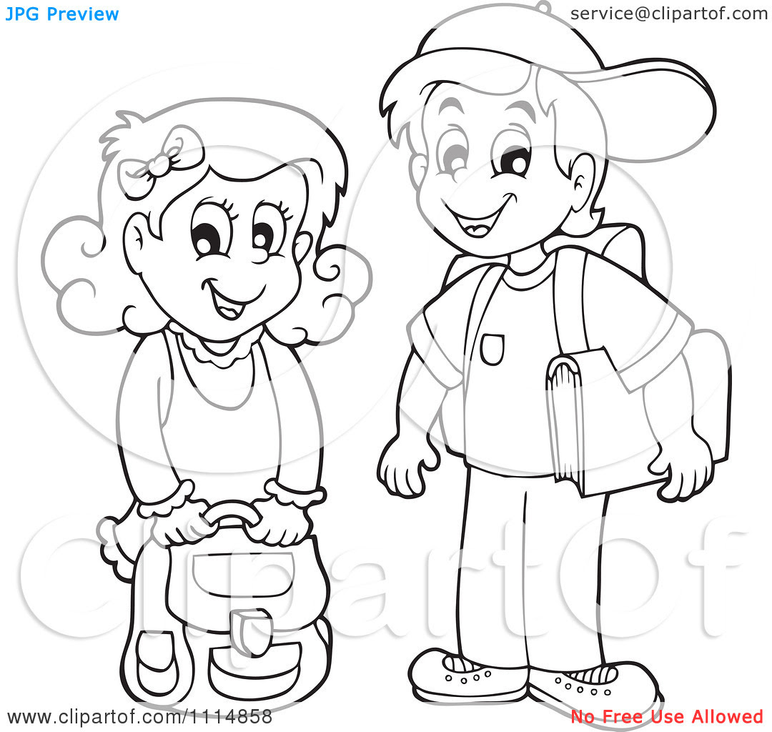 Black And White Boy And Girl Clipart Clipart Suggest