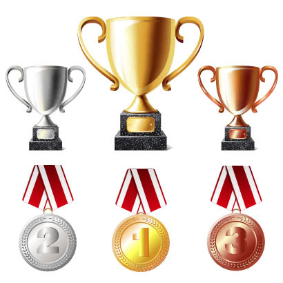 トロフィー 金銀銅メダルのイラストai Eps ベクタークラブ イラストレーター素材が無料