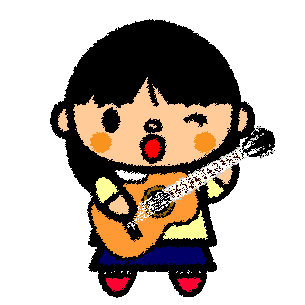 手書き風でかわいいギターを弾く女の子の無料イラスト 商用フリー オイデ43