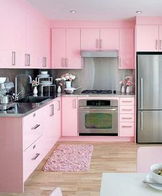a modern pink kitchen