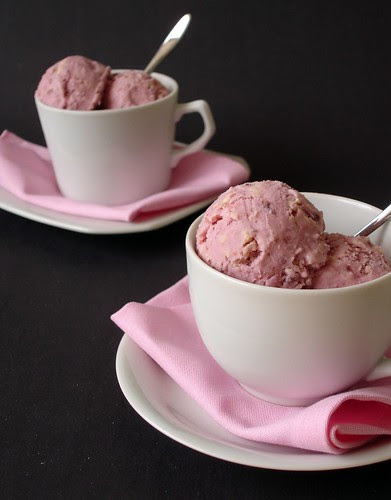 Cherry ice cream with white chocolate