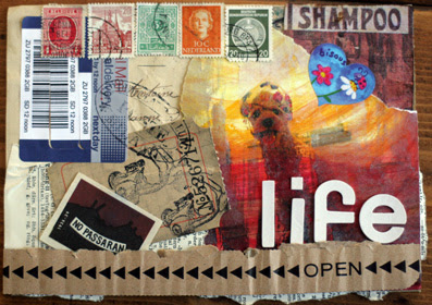 コラージュとコーヒー染め紙 Mb