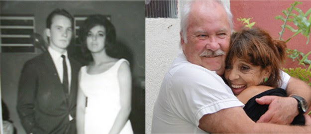 Casal em Mogi das Cruzes em 1963 e depois em 2012 (Foto: Arquivo pessoal)