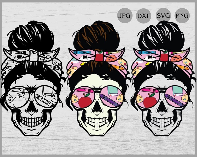 Download Skull Messy Bun Mom Life Svg - 118+ SVG File for Silhouette for Cricut, Silhouette and Other Machine