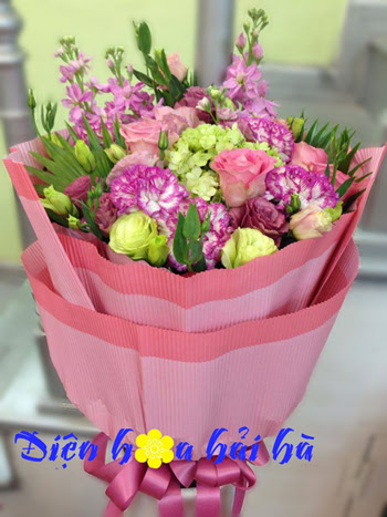 Bo hoa cam chuong hong Hoa tặng Mẹ