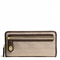 POPPY MINI SIGNATURE C OXFORD ACCORDION ZIP WALLET - COACH f49619 - BRASS/KHAKI/MAHOGANY