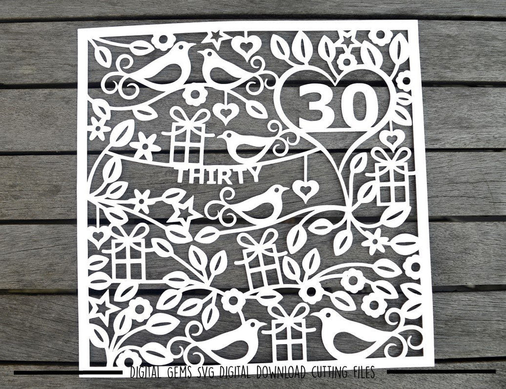 Download 30th Birthday Paper Cut Svg Dxf Eps Files So Fontsy