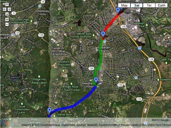 Google Map of Needham Rail Trail 2