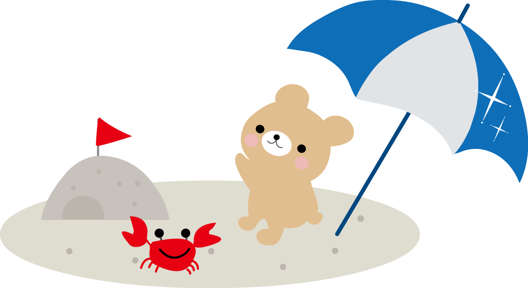 夏のビーチのイラスト海の砂浜 無料イラスト