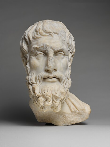 Marble head of Epikouros