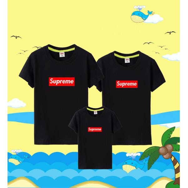 シュプリームtシャツ 家族お揃い 子供服 親子ペア服 半袖シャツsupreme ペアルック