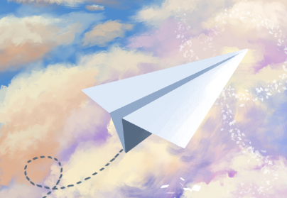 天空白云纸飞机插画psd素材下载 精品下载