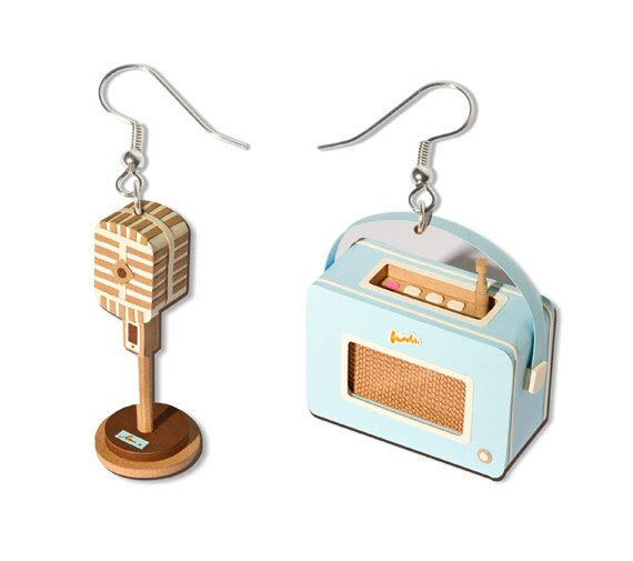 Vintage Radio Earrings, Blue or Green