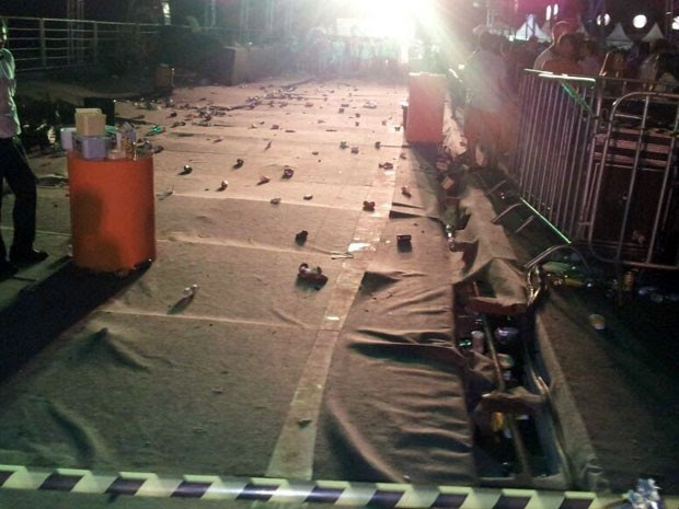 Piso do camarote desabou e deixou feridos na madrugada deste domingo em Natal (Foto: Marcela Zauli/Arquivo pessoal)