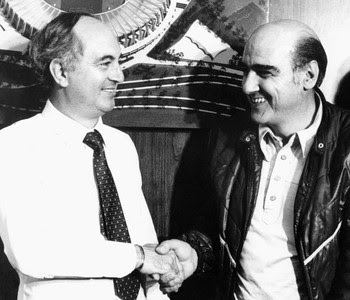 Waldemar Pires, presidente do Corinthians, e Mario Travaglini (1981) (Foto: Agência Estado)