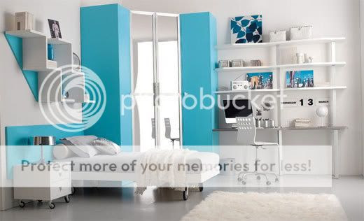 White and Blue Bedroom Decoration