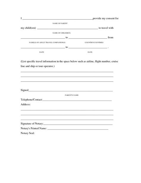 Sample Letter Of Consent To Travel Without Parents