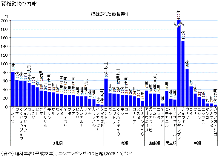 図録 脊椎動物の寿命