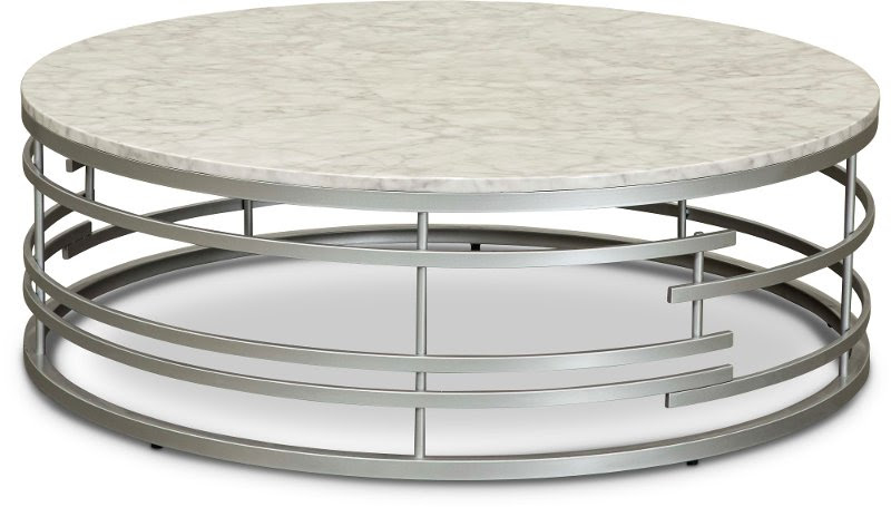 Round Marble And Silver Large Coffee Table Brassica Rc Willey Furniture Store