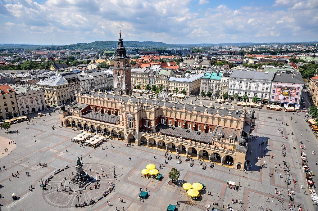 Sukiennice and Main Square as seen from St. Mary's Basilica, Kraków, Poland