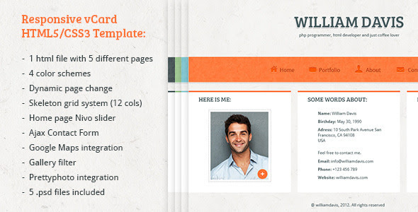 William Davis vCard - Responsive HTML5 Template 