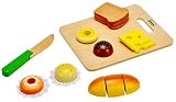 Idena 4100102 - Kleine Küchenmeister Brotzeit aus Holz, 14 teiliges Set, circa 20 x 16 x 4 cm