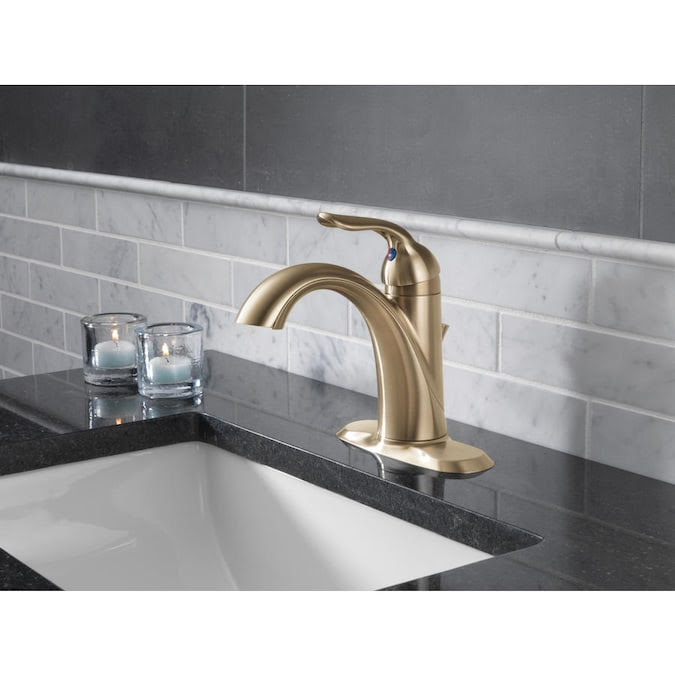 Delta Lahara Champagne Bronze 1-Handle Single Hole/4-in ...