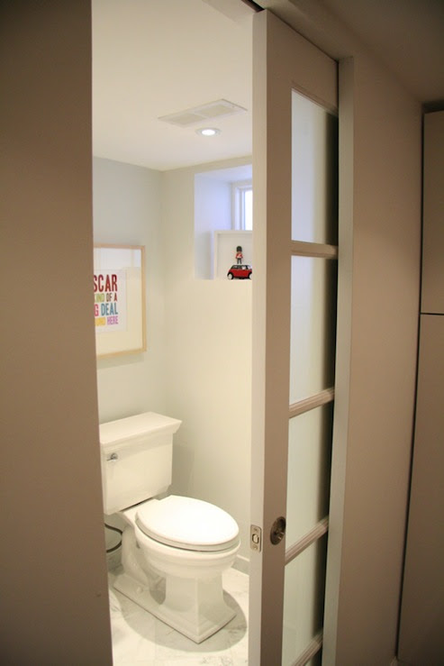 Frosted Glass Pocket Door - Contemporary - bathroom - Benjamin Moore 