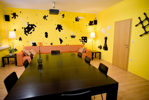 Nice Design Of Office Space With Yellow Color