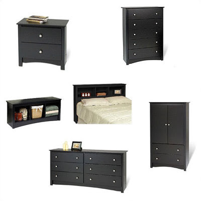 Black Sonoma Bookcase Headboard Bedroom Set