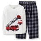 Carter's Toddler Boy's 2-Piece Fire Rescue Long Sleeve Checked Pajama Set, Sz 2T