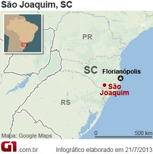 Mapa São Joaquim SC (Foto: Arte/G1)