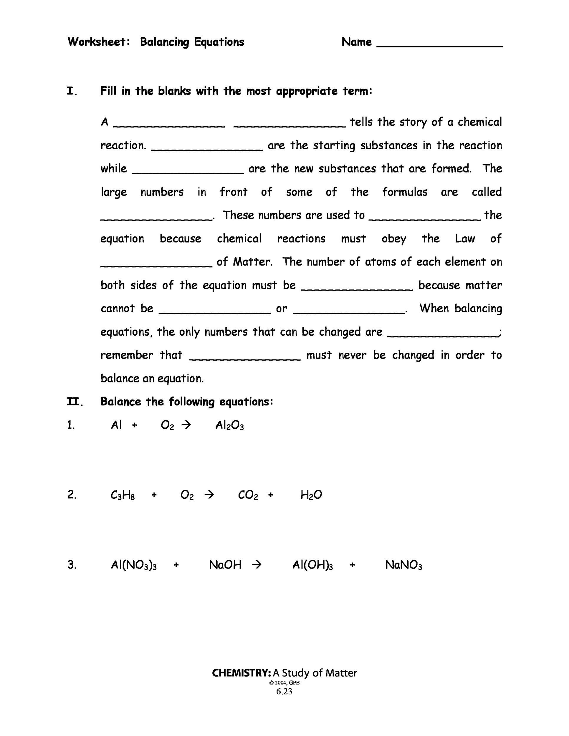 4 Chemical Equations And Stoichiometry Worksheet Answers ...