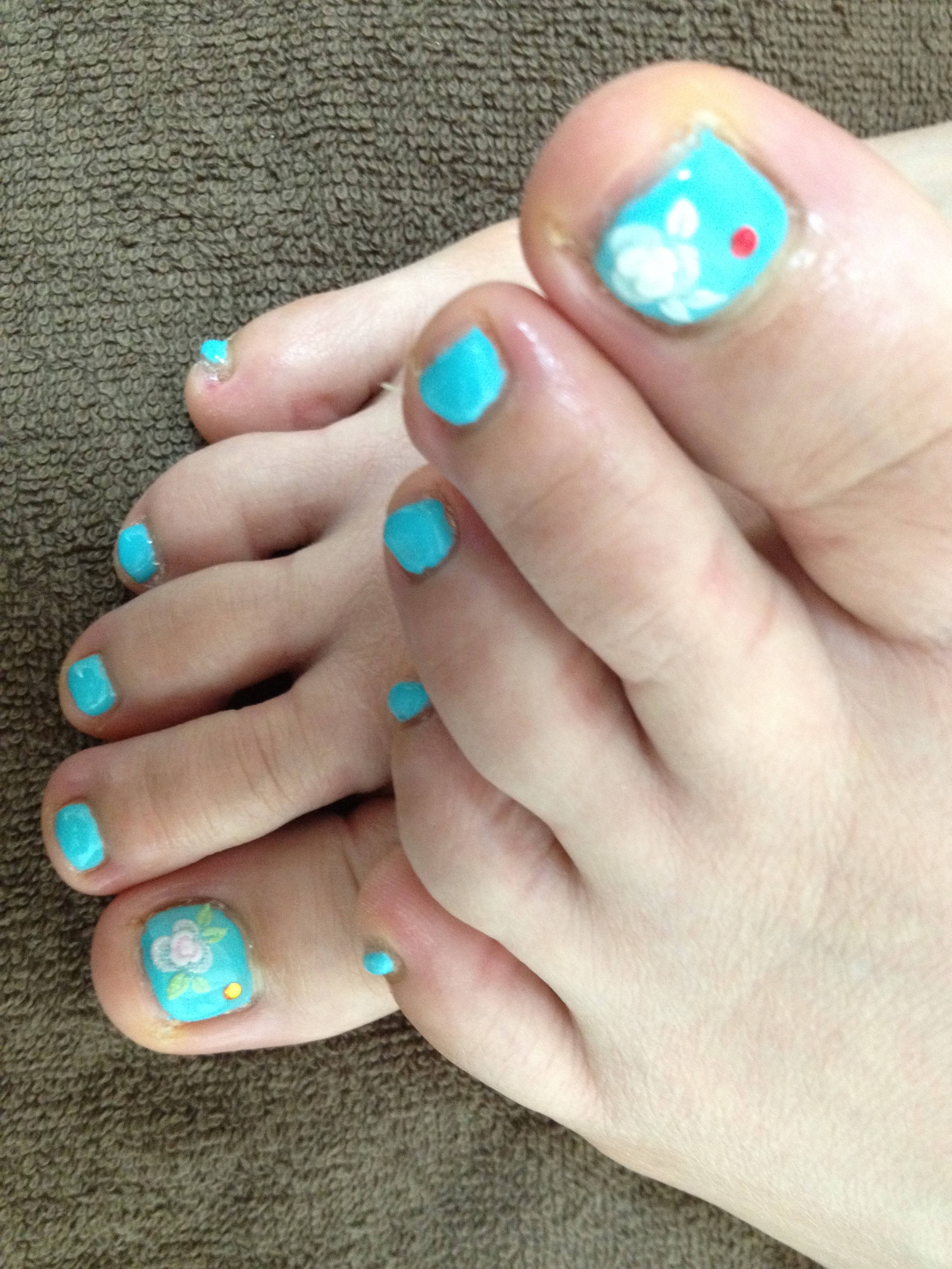 ターコイズブルーのフットジェルネイル ネイル ルーム Vanilla