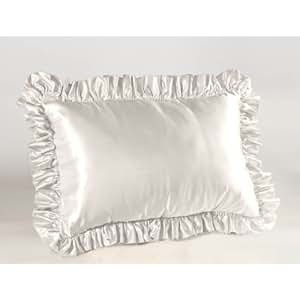Amazon.com - White Satin Ruffled Pillow Sham, Queen
