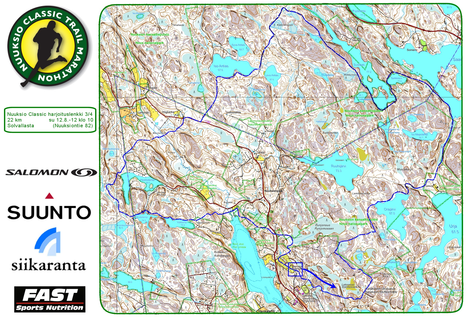 nuuksio haukkalampi kartta Sunnuntain 12.8. yhteislenkin reitti | Nuuksio Classic Trail  nuuksio haukkalampi kartta