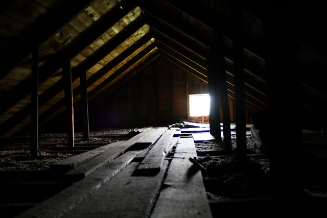 It was sweltering hot in the attic. I reached the top of the stairs and sweat immediately began to pour from my brow in the quick second it took to snap this image.