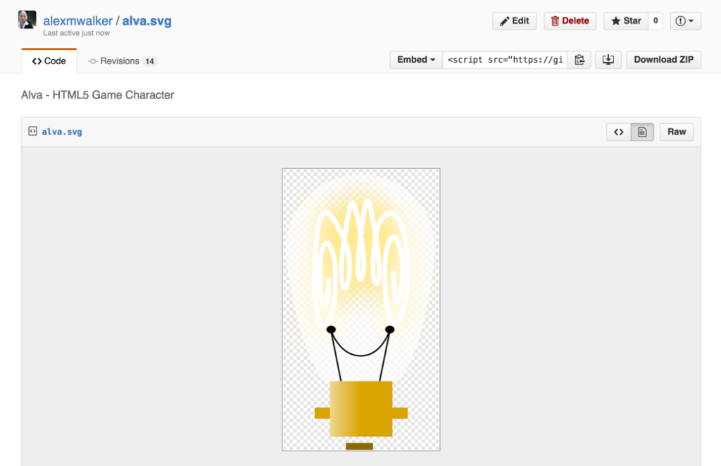 A Gist containing your SVG code