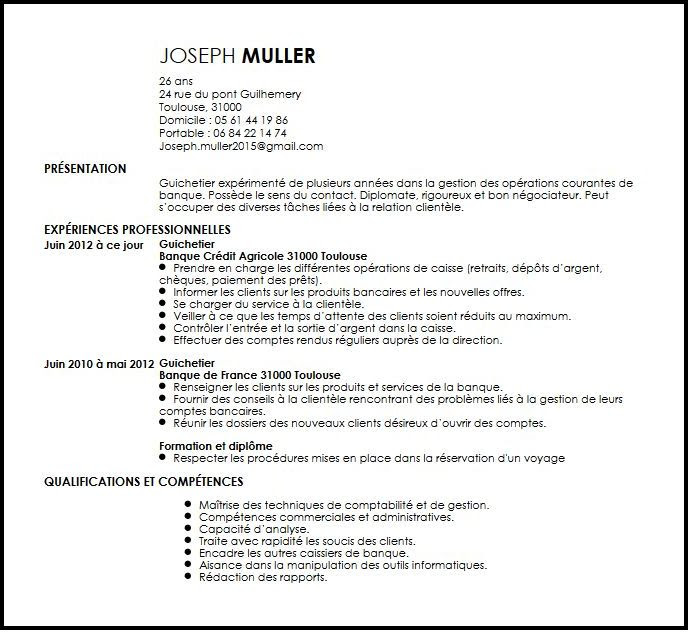 modele de cv caissiere - Modele de lettre type
