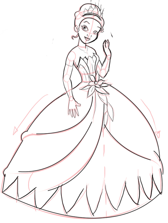 How to Add The Princess and the Frog Step by Step Drawing Lesson for