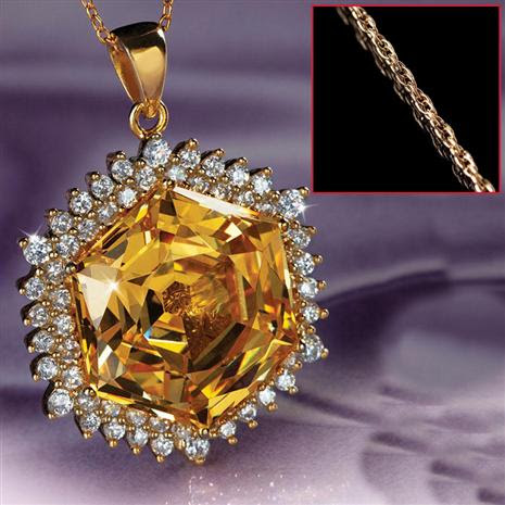 Castile Yellow Diamondaura Pendant  Chain Set